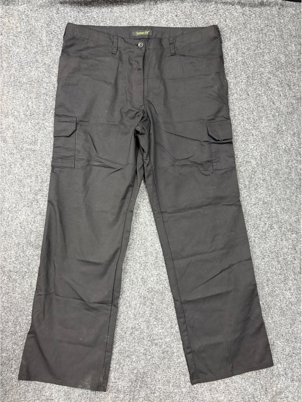 Susan Fit Black Cargo Pants Size 14RG Polyester Cotton Blend